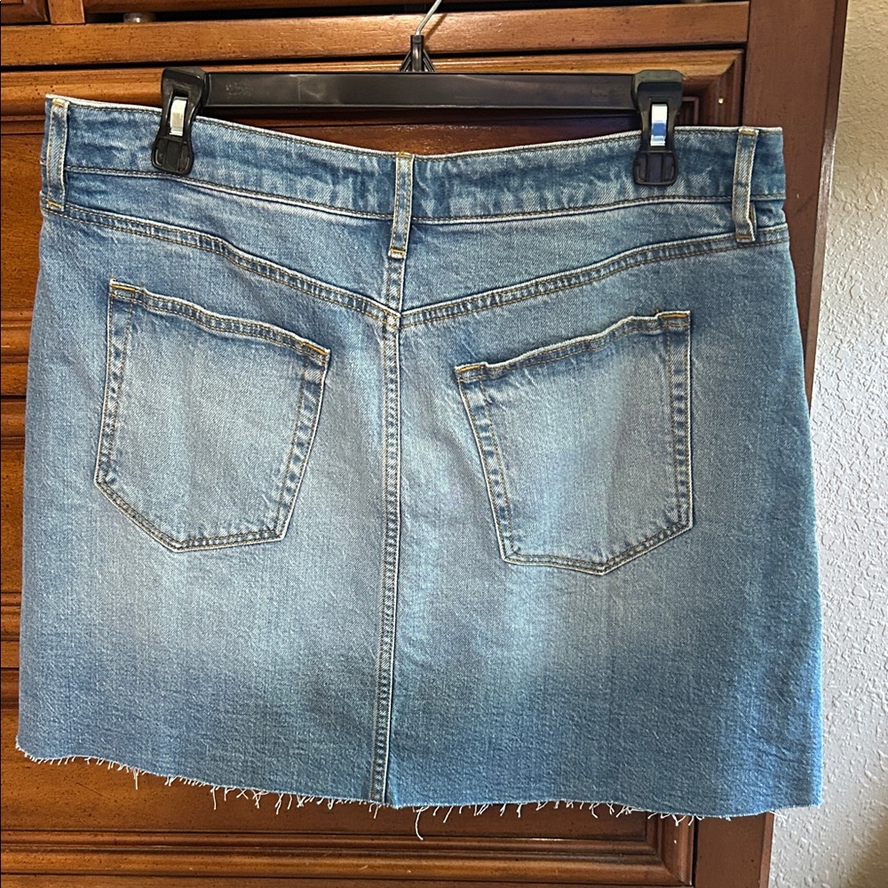 LoftRaw Hem Denim Mini Skirt - Picture 2 of 4